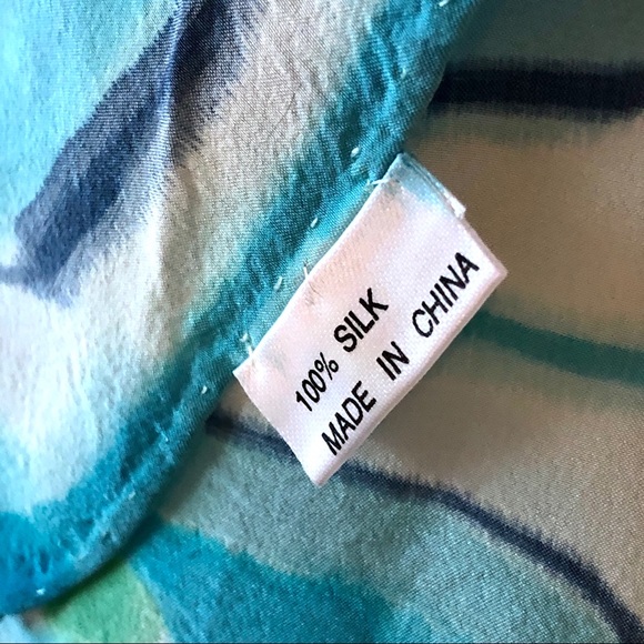 Vintage 1980’s’s Designer Jan Gipple Silk oblong scarf blue and white tones - Picture 4 of 12